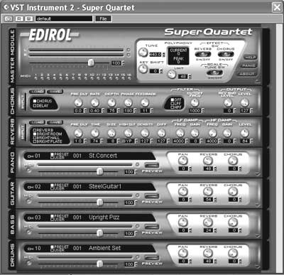 Панель управления синтезатором Super Quartet